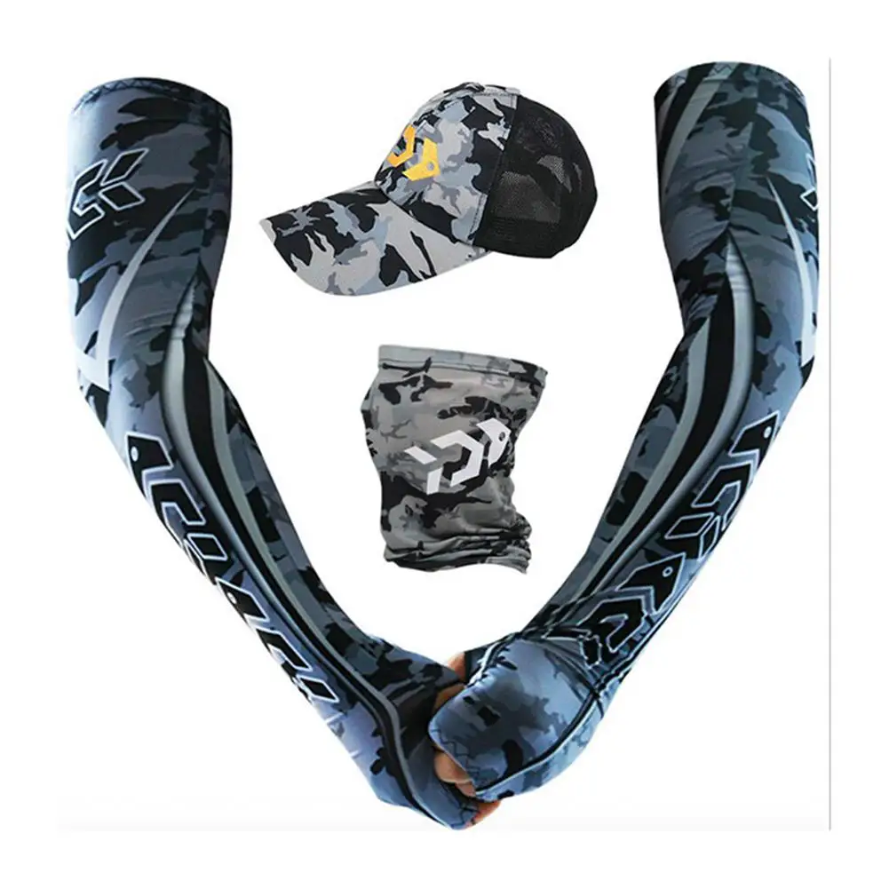 Mounchain Men Fishing Caps Arm Sleeve Headdress Sweat Absorption Sunshade Outdoor Sports Hat Set Warmer Sportswear Equipment | Спорт и