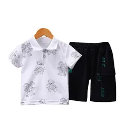 Roupas de verão para crianças, camiseta de algodão com desenho para bebês meninos meninas, short infantil