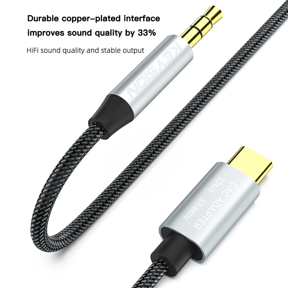 Headphone Amplifier Audio Decoder Portable DAC Amplifier Audio Amp Adapter KEYSION HIFI DAC Earphone Amplifier USB Type C to AUX Speaker Cable Adapter 32bit 384kHz HD Digital Decoder Car Audio Input Cord