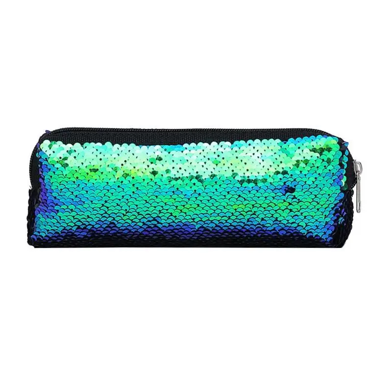 New-2PCS в виде рыбьей чешуи Женские Коробка школьных инструменты для макияжа Косметические Сумки Для женщин и девочек простой кожаный клатч макияж Карандаш Чехол студентов Карандаш Чехол