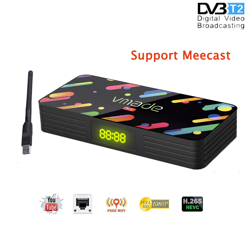 Vmade K5 TV Receiver DVB T2 MINI H.265 Terrestrial HD 1080P Digital Tuner Support MeeCast with RJ45 USB WIFI | Электроника