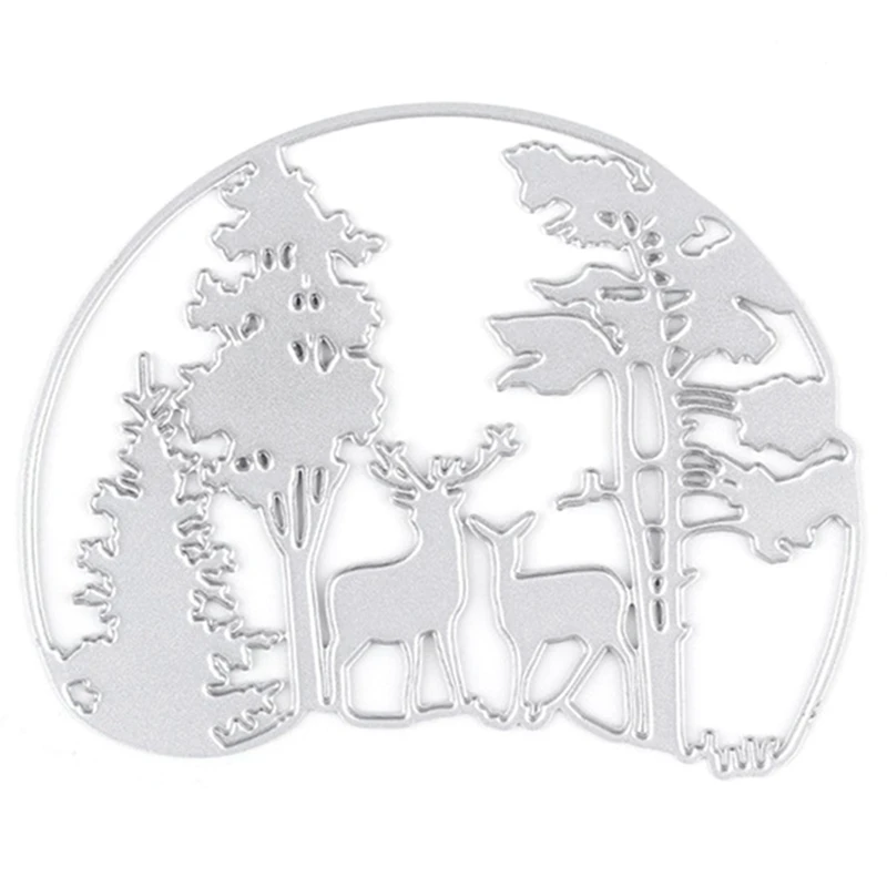 Christmas Deer Dies Forest Tree Metal cutting dies Background Craft die cut stencil for DIY Scrapbooking paper card Template