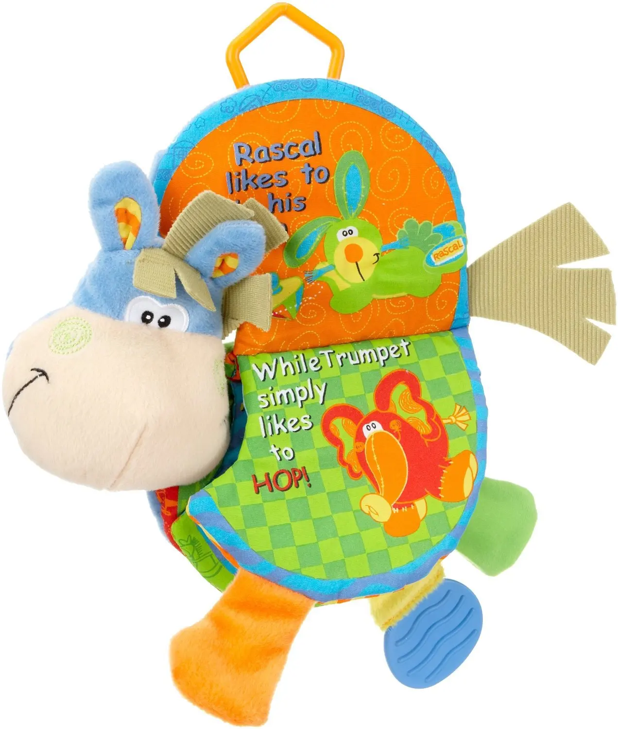 Playgro Donkey Clip хлоп Прорезыватель зубов в форме Книги Ткань Книга младенцев Ткань Книга с прорезывателем