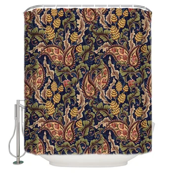 

2020 New European Retro Pattern Bathroom Shower Curtain Waterproof Polyester Fabric Shower Curtains &12 Hooks