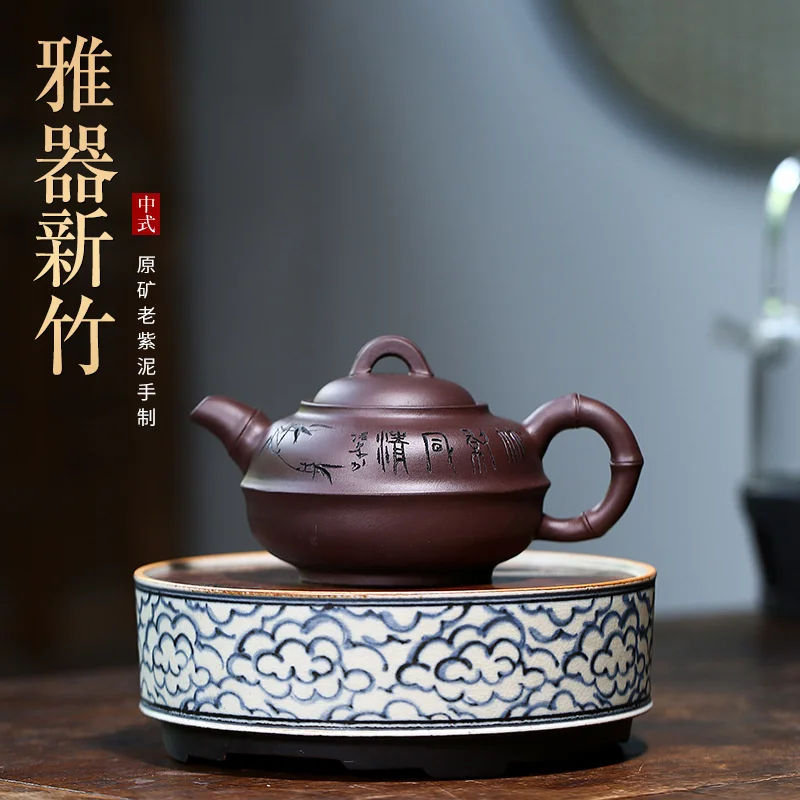 Zisha teapot Yixing famous hand painted Zisha teapot raw ore old Zini