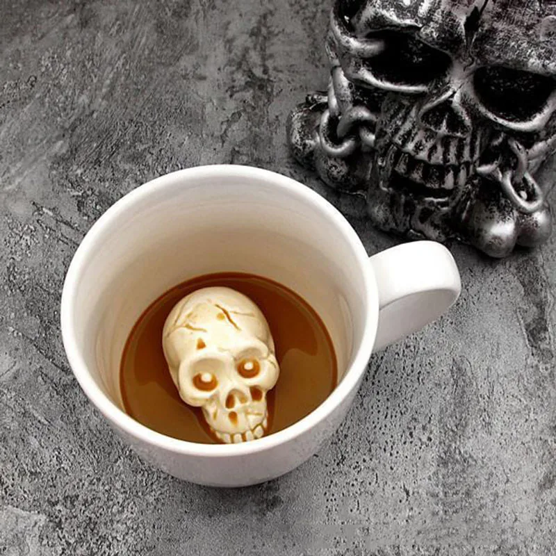 

Creative Skull Coffee Mug Novelty Style Mixing Coffee Milk Cup Funny Ceramic Mug 300ml Capacity Water Cup Halloween Bar Gift