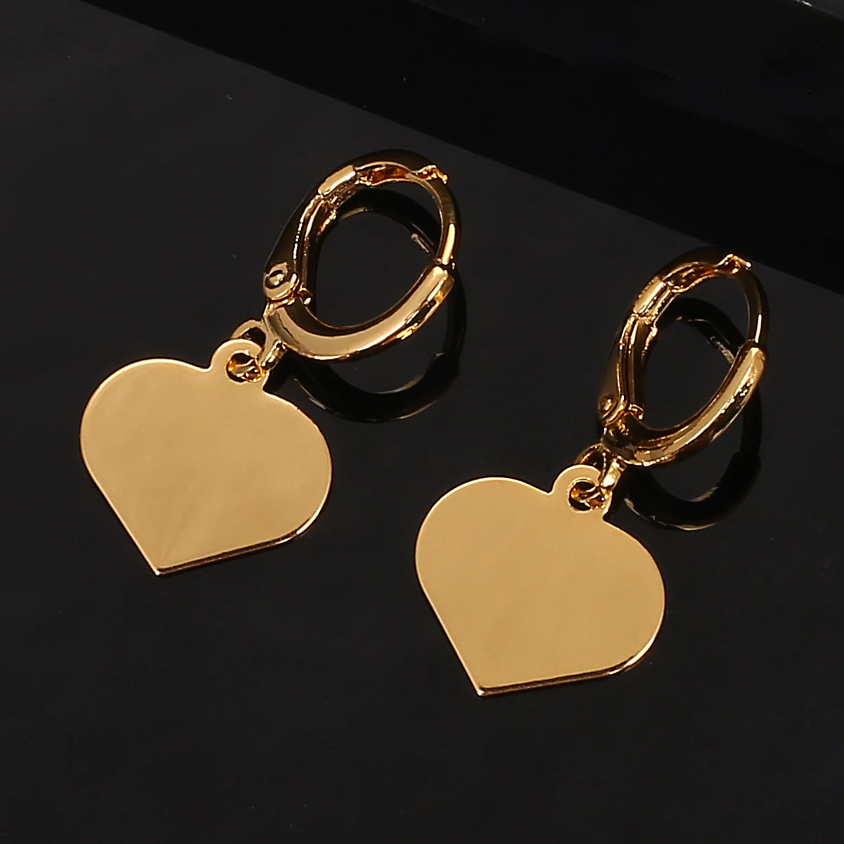 Gold Color Heart Earrings Trendy Heart Dangle Earring Women Charm