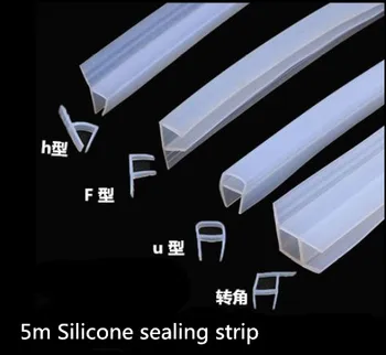 

5M/lot F U H Shape Silicone Seals Sliding Door Screen Shower Door Window Bathroom Sealing 6 8 10 12mm Glass Fixture Accessories