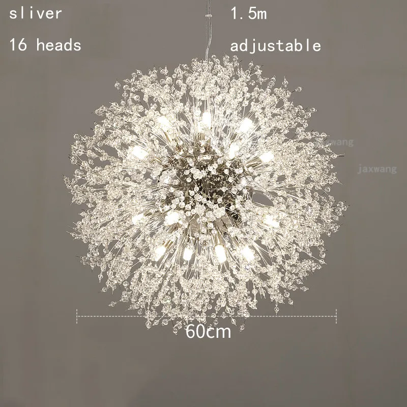 Скандинавские Инс Хрустальные подвесные лампы современный светодиодный Люстра в форме одуванчика Ресторан подвесные потолочные светильники личность бар свет фиксаторы - Цвет корпуса: sliver 16 heads