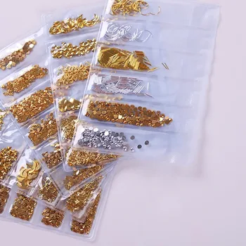 

6 Grid/Bag Mixed Nail Glitter Powder Sequins Colorful Nail Rhinestones Sticker 3D DIY Nail Sliders Dust for Nail Art Decorations