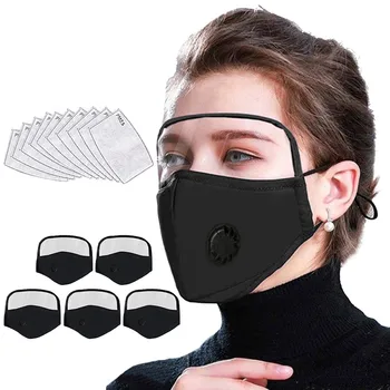 

Adult Women 5pc Outdoor Scarf Face M-a-s-k-e-s With Eyes Shield+10Filters Mouth Cover Fashion Reusable Face Scarf mascarilla #H1