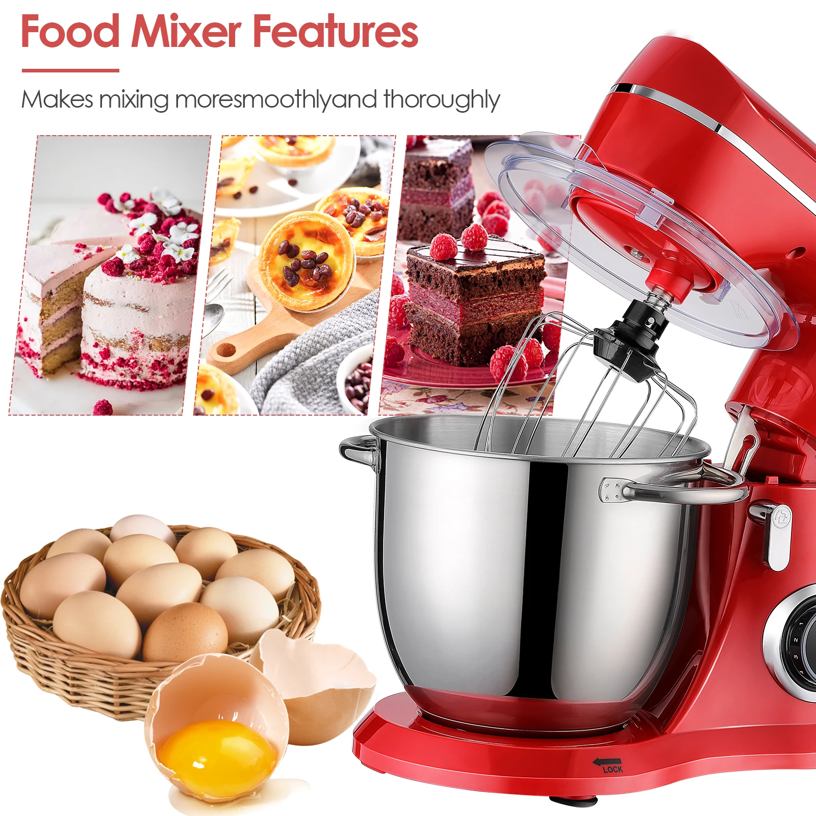 Dough Mixer Mixing Machine Food Processor Electric Stand Mixer Cream