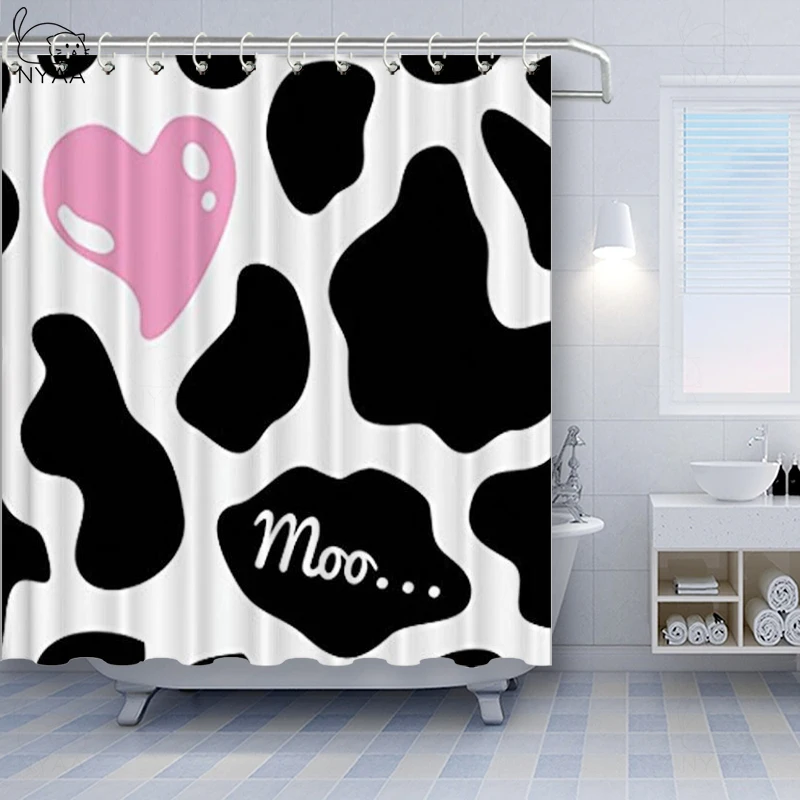Vixm Cow Print Shower Curtain Camouflage Hide Pattern in Black and