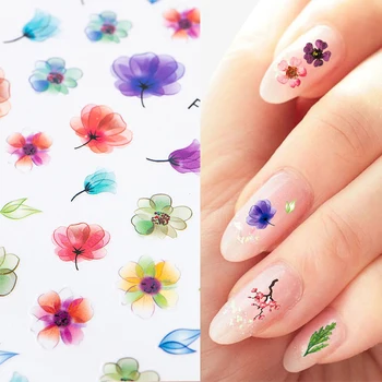 

3D Nail Art Transfer Stickers 1 Sheets Flower Decals Manicure Decoration Tips Nail Art Water Transfer Stickers Nail Tips DIY
