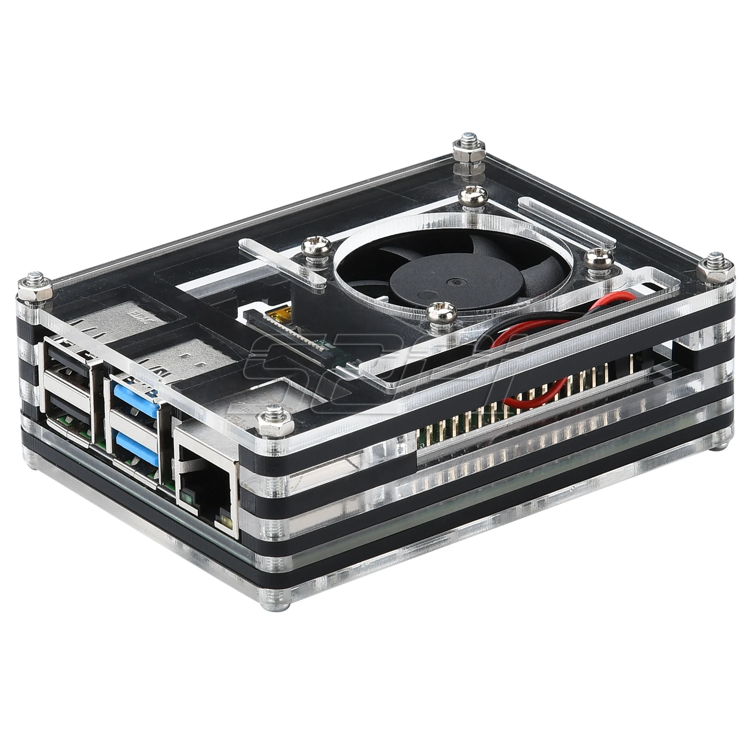 52Pi акриловый прозрачный/прозрачный и черный чехол для Raspberry Pi 4 Модель B большой размер Вентилятор охлаждения 4010 для Raspberry Pi 4
