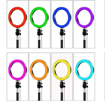 

16/20/26cm RGB Ring Light With Phone Tripod Stand Kit Camera Photography Video Recording Selfie LED Light With Tablet Holder