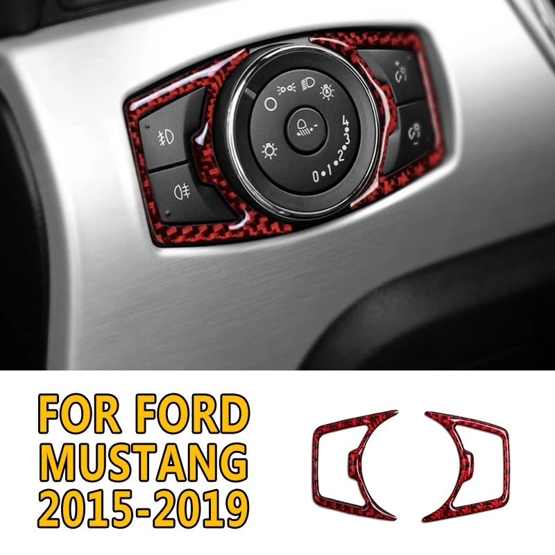 Настоящее углеродное волокно стеклоподъемник переключатель центральная консоль Декор приборной панели декоративная накладка подходит для Ford Mustang- наклейка - Название цвета: 15