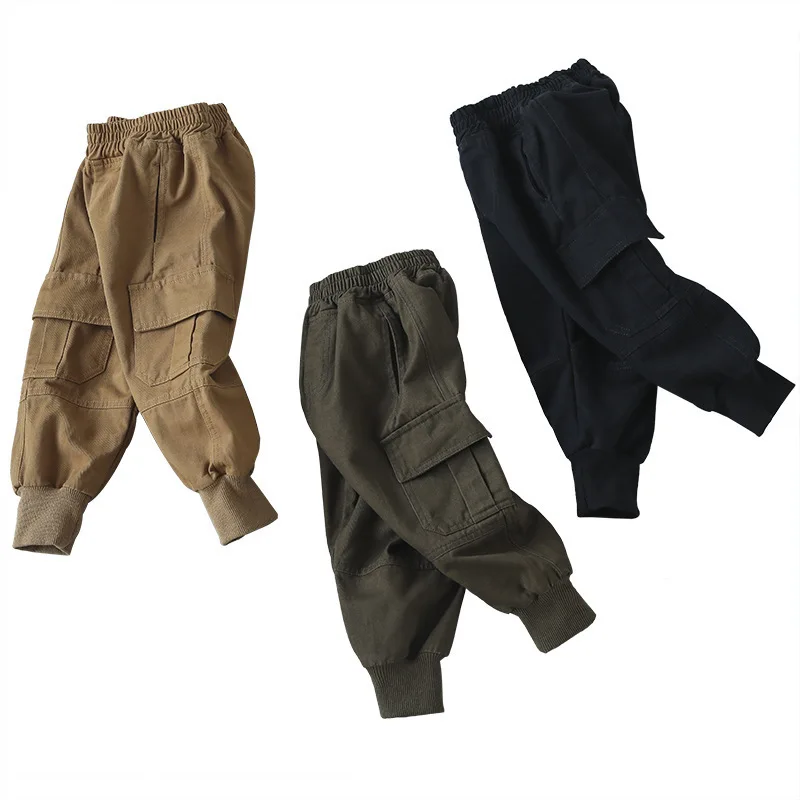 Kids Pants Sport Trousers Boys Cargo Trousers Big Pockets Cotton Autumn Winter Baby Girls Casual Pants Children Expedition