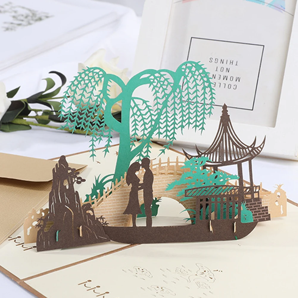  3D DIY Wedding Invitation Craft Holiday Hollowed Out Postcards Greeting Card Paper Party Home Foldi - 4000418725271