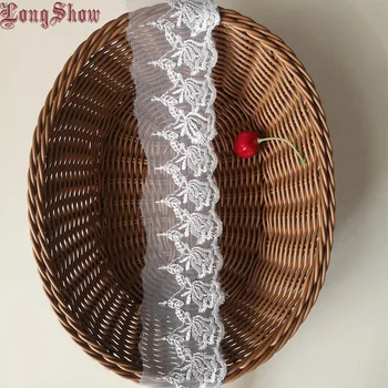 

1Lot 5Yards White Color Rayon Mesh Embroidered Lace Trim Apparel Sewing Lace Border DIY Crafts Apparel Sewing Accessories