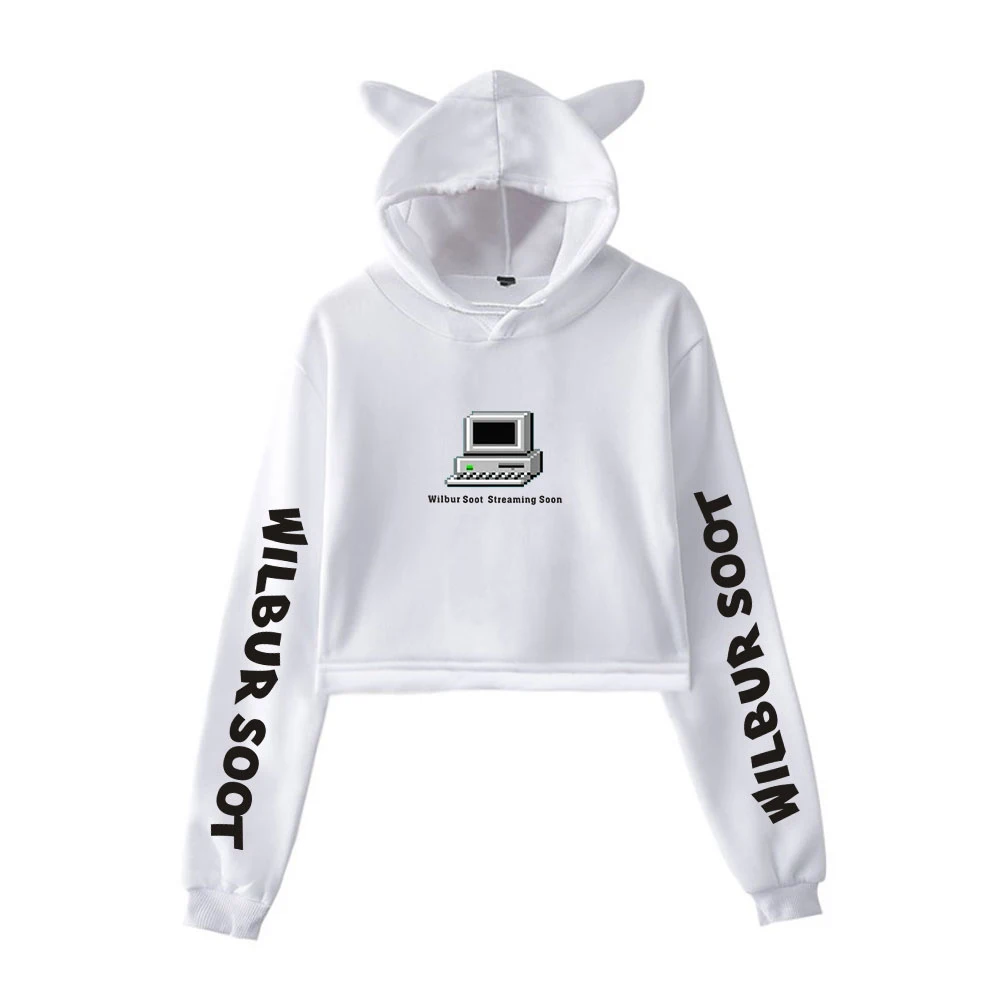 WAWNI Wilbur hollín oreja de gato Sudadera con capucha mujer estampado de moda Sudadera con capucha de algodón Streetwear accesorios de ocio con capucha camisetas de Hip Hop
