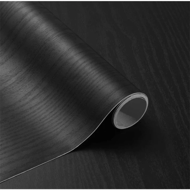 0.4x2M Black Furniture Sticker Wood Grain Self-Adhesive Wall Paper Cabinets  Wardrobe Desk Waterproof Wooden Door Renovation Film