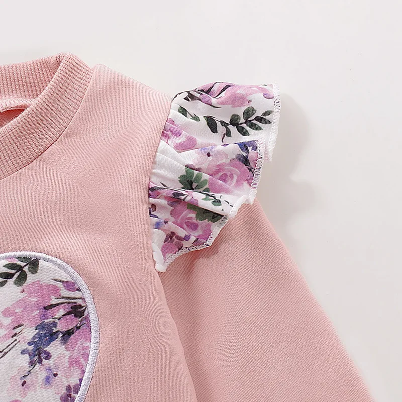 Floral Baby Girls Clothes Kids Clothes For Girls 3Pcs Set Ruffle Tops+Pants+Headband Flower Print Toddler Girl Clothing D30