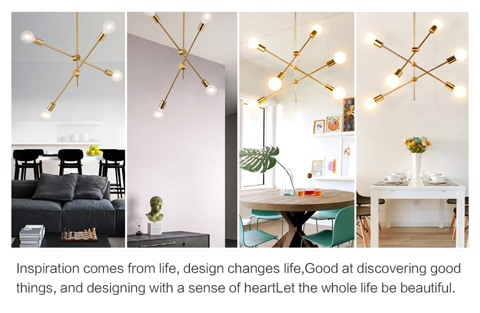 Modern Pendant Lights Lamp E27 Simple Hanging Lamp Nordic Metal Lustre hanglamp Gold Black For Living Dining Room