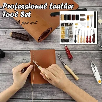 

Professional Leather Tool Set 28 Pcs Tool Sewing Craft DIY Hand Stitching HYD88