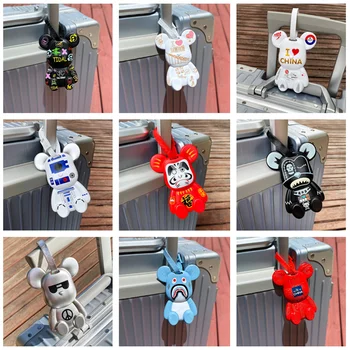 폭력적인 곰 골프 가방 태그 만화 캐디 카트 가방, 명판 여행 투어 핸드백, PVC 라벨 주소 전화 카드, 참신한 귀여운 선물