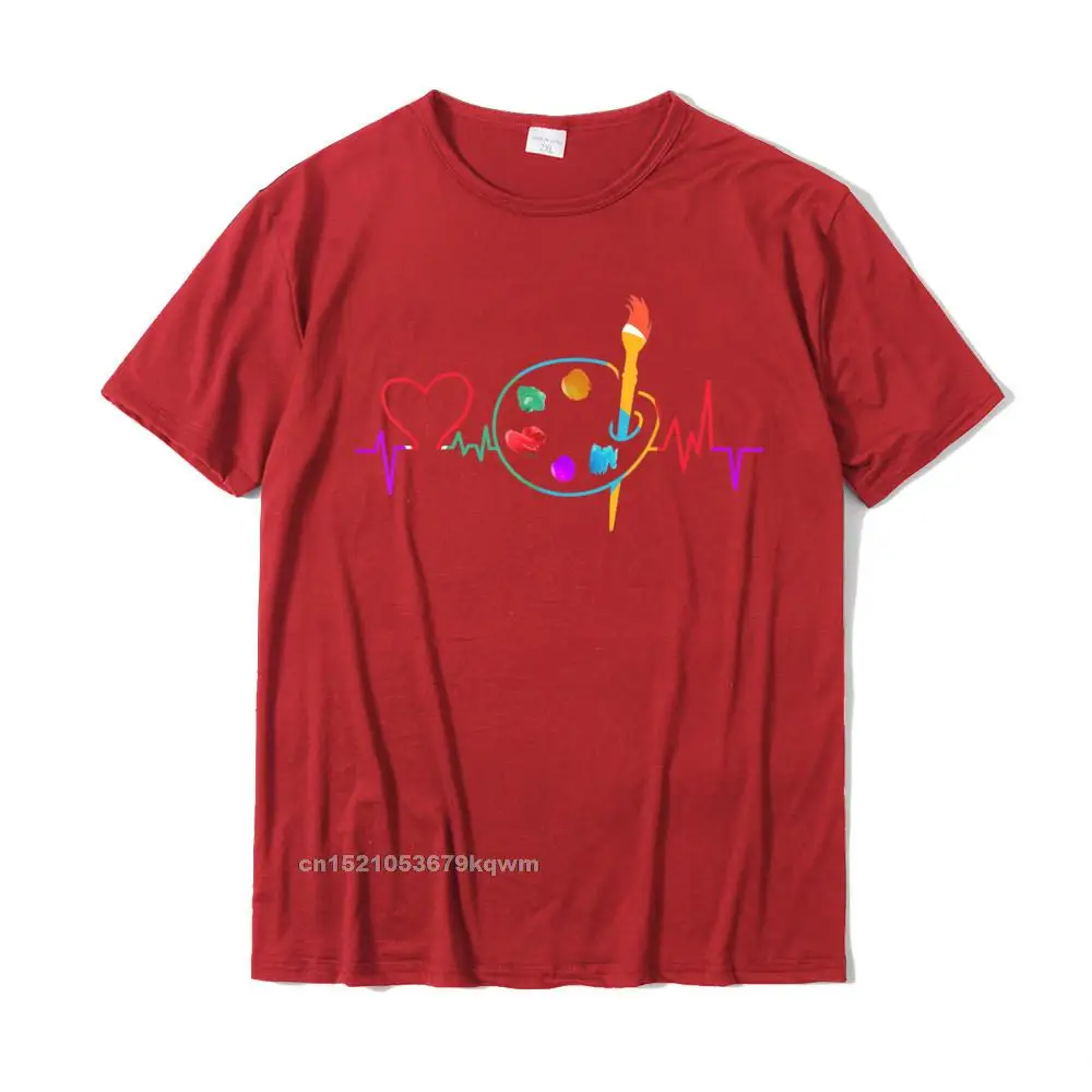 Crew Neck Design 100% Cotton Men T Shirt Crazy Short Sleeve Tops & Tees Slim Fit Geek T-Shirt Drop Shipping Funny Paint Palette Brush Artist Painter Gift Kids Men Women T-Shirt__3638 red