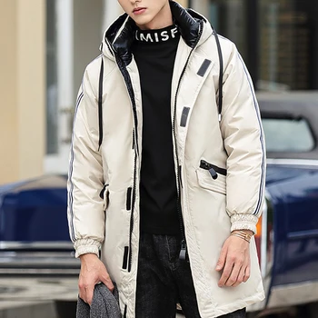 

Men Jacket Winter for Snow Zipper Thickened Warm Parka Men Hooded White Duck Down Jacket Windproof Casual Outwear Clothing
