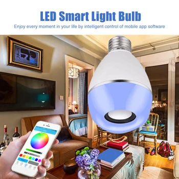 

LED Smart Light Bulb With Bluetooth Speaker Color Changing Multifunction Cafe APP Control Dimmable Living Room Bar 12W Home E27