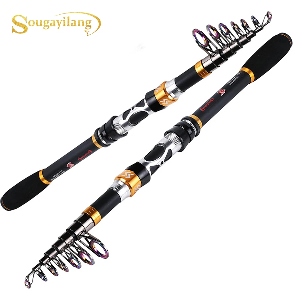 

Sougayilang1.8-3.3M Portable Telescopic Fishing Pole Colorful Guide RingCarbon Fiber Ultra Light Fishing Tackle Fishing Rod