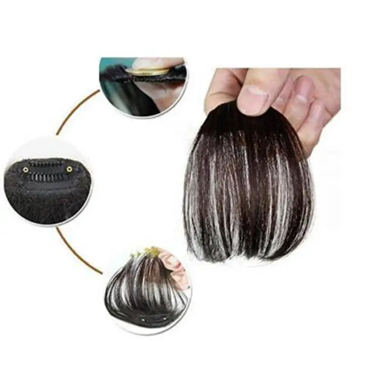 Новая мода красивые воздушные челки человеческих волос для наращивания клип в/на бахроме передний шиньон