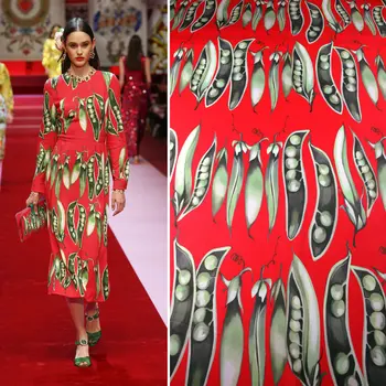 

Micro elastic peas printed twist fabric cloth 145 cm width Factory custom production brand fashion sewing polyester fabric