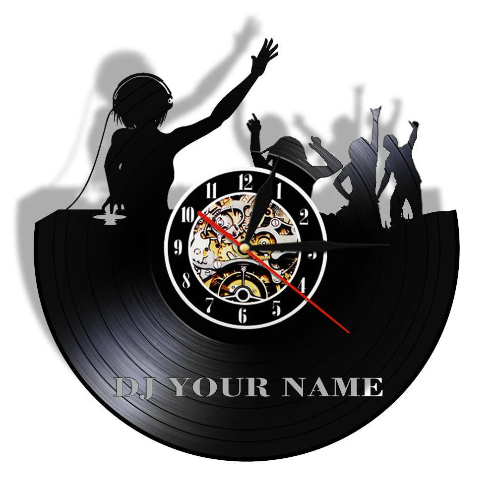 カスタムdjお名前ビニールlpレコード壁時計パブクラブ音楽パーティーダンスホール装飾壁パーソナライズされたギフトdj女の子 壁時計 Aliexpress