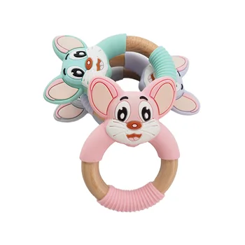 

Chenkai 10PCS Silicone Squirrel Teether Baby Cute Animal Teething Rodent Nursing Pacifier Food Grade DIY Charm Necklace Jewelry
