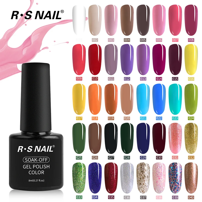 RS NAIL 40 цветов УФ-Гель-лак стойкий Гель-лак для нейл-арта Маникюр Esmalte Permanente замочить от 8 мл - Цвет: all 40 pieces