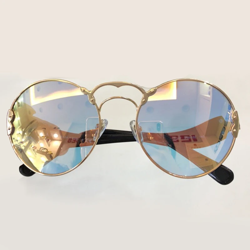 No2 Sunglasses Винтажные Круглые Солнцезащитные очки для женщин, фирменный дизайн, высокое качество, Oculos De Sol Feminino, новая мода, двойной мост, оттенки - Цвет линз: No2 Sunglasses