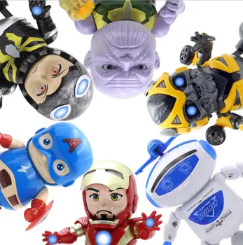 

Marvel Figure Avengers Iron Man Dancing Light Robot Kids Funny Toys Figurine Thanos Captain Robot With Music Dancing