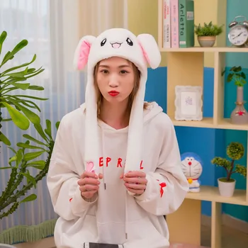 

LISM 1pcs 2019 New Winter Cute Cartoon Rabbit Earflap Hat Girls Flannel Air-bag Ear-lifting Cap Toy Christmas Hat