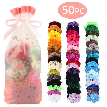 

50 Pcs Velvet Elastic Hair Bands for Women or Girls Fashion Hair Accessories