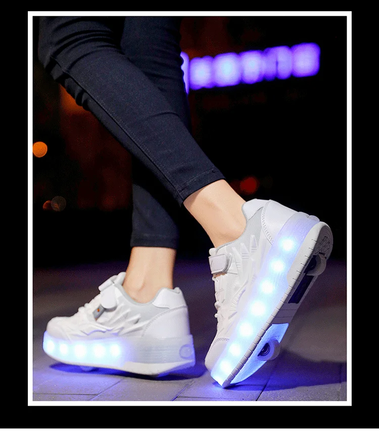 USB Charging Children Roller Skate Casual Shoes Boys Girl Automatic Jazzy LED Lighted Flashing Kids Glowing Sneakers with Wheels extra wide children's shoes