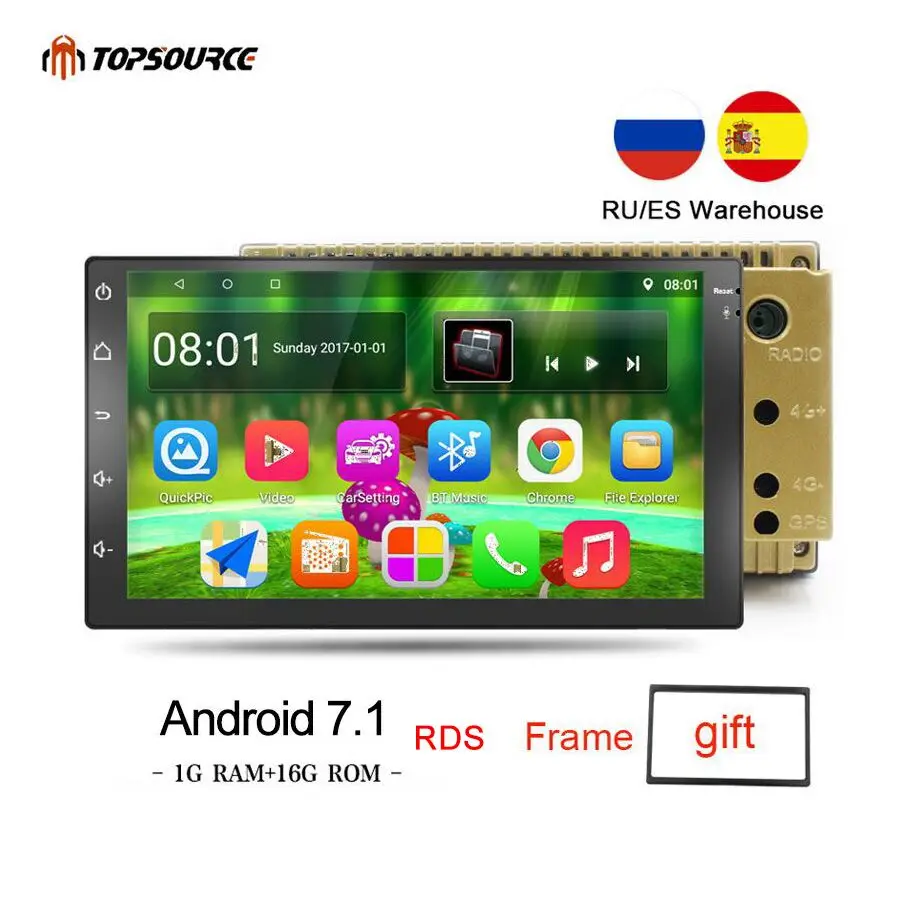 Автомобильный мультимедийный плеер TOPSOURCE 7 дюймов Универсальный RDS 2 Din Радио Android 1