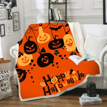 

Halloween Pumpkin Blanket 3D Printed Blanket Cotton Velvet Thick Blanket Air Conditioning Nap Cover Blanket Home Decorations