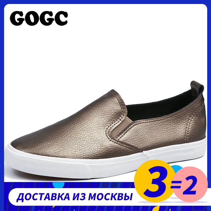 $15.36 Gogc Women Slipony Breathable Leather Slip On Flat Shoes Women High Quality Breathable Women Shoe F