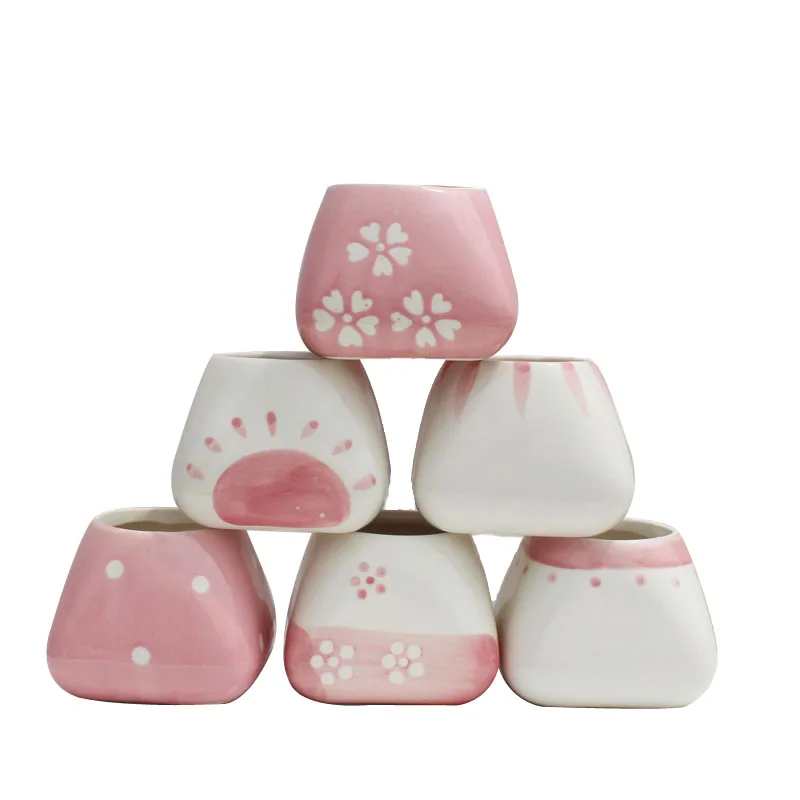 

Potters Pink Small Fresh Meaty Flower Pot Girl Heart Plant Ceramic Flower Pot Set Discount Valentine's Day Gift