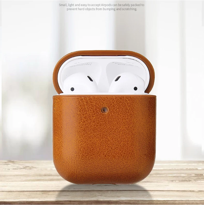 Bluetooth наушники кожаный чехол для Apple AirPods 1 2 натуральная кожа противоударный чехол кожа для Air Pods зарядная коробка с крючком