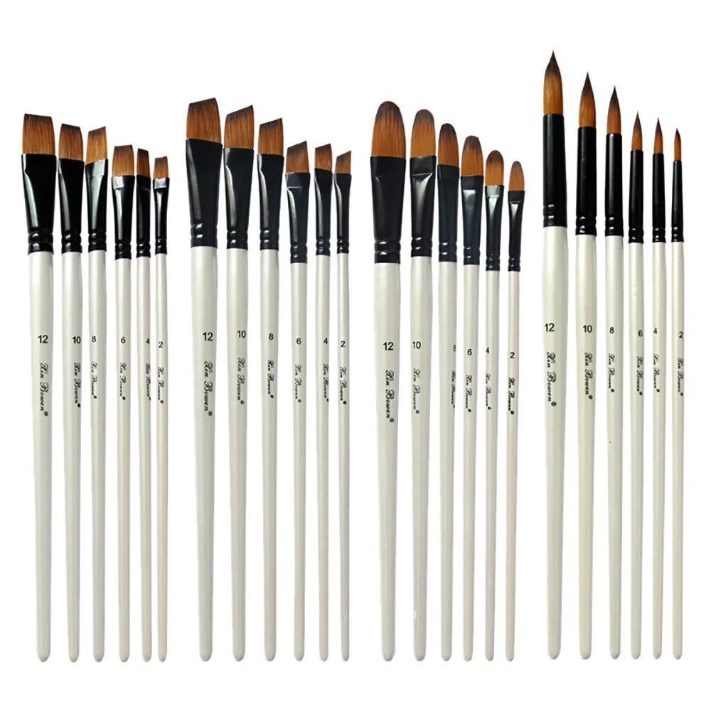 6 Нейлоновых кистей для акварели, художественные масляные краски, школьные принадлежности, кисти для краски, акриловые краски для акварели